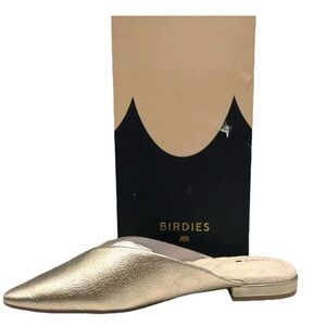 Birdies The Swan Metallic Gold Mules | Size 8.5
